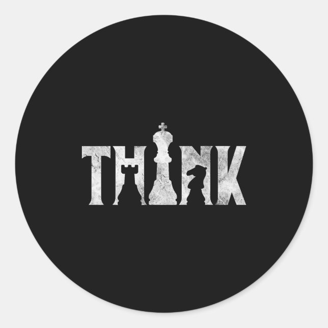 Sticker Rond Pensez Échecs Eces Joueur Chessmaster Amour des éc (Devant)