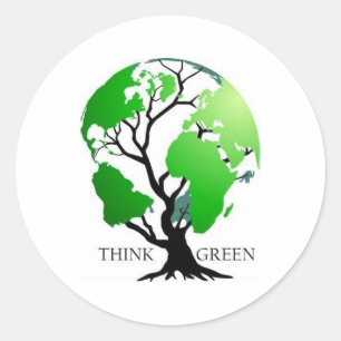 Sticker Rond Pensez le vert