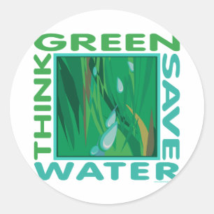 Sticker Rond Pensez Vert, économisez de l'eau