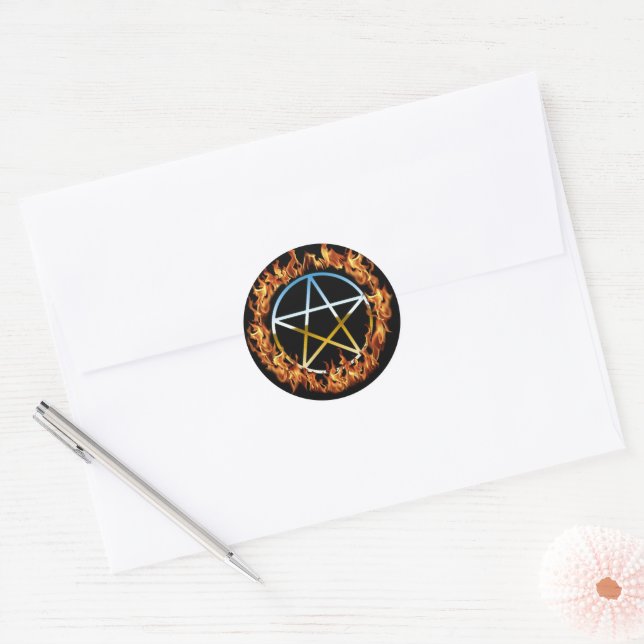 Sticker Rond Pentacle d'incendie de Beltane (Enveloppe)
