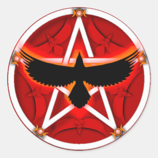 Sticker Rond Pentacle du corbeau - Rouge