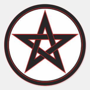 Sticker Rond Pentacle noir et rouge
