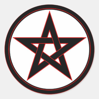 Sticker Rond Pentacle noir et rouge