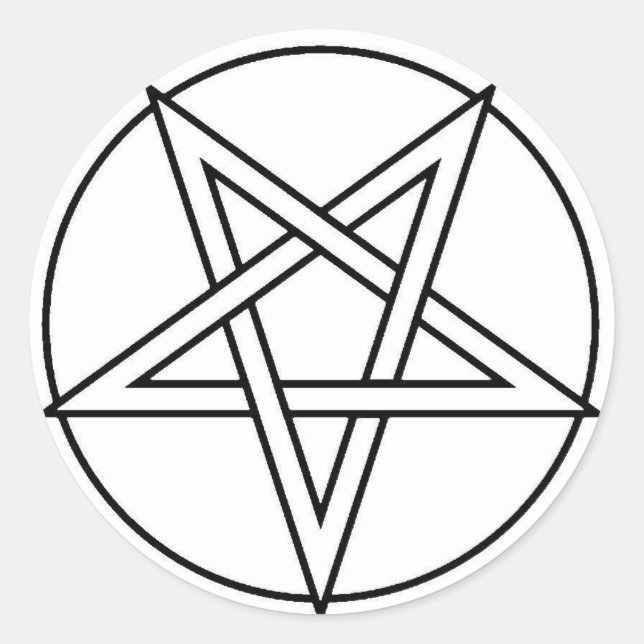 Sticker Rond Pentacle noir inversé (Devant)