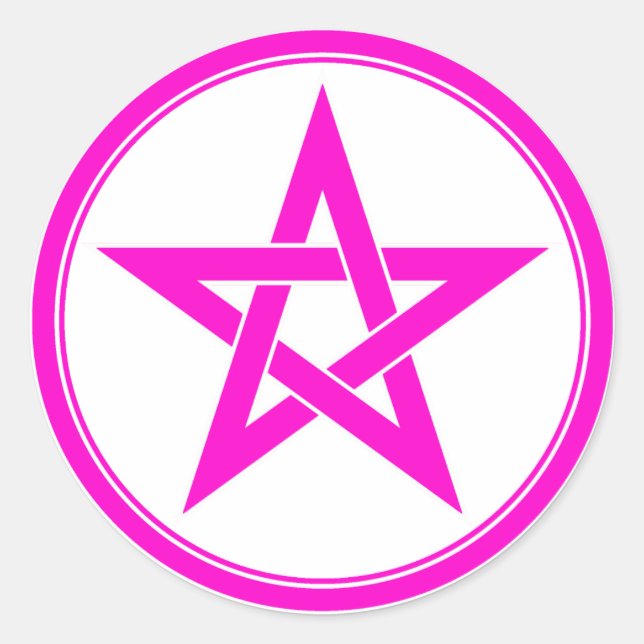 Sticker Rond pentacle rose (Devant)