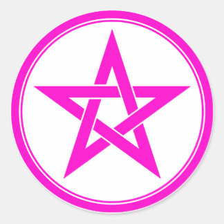 Sticker Rond pentacle rose