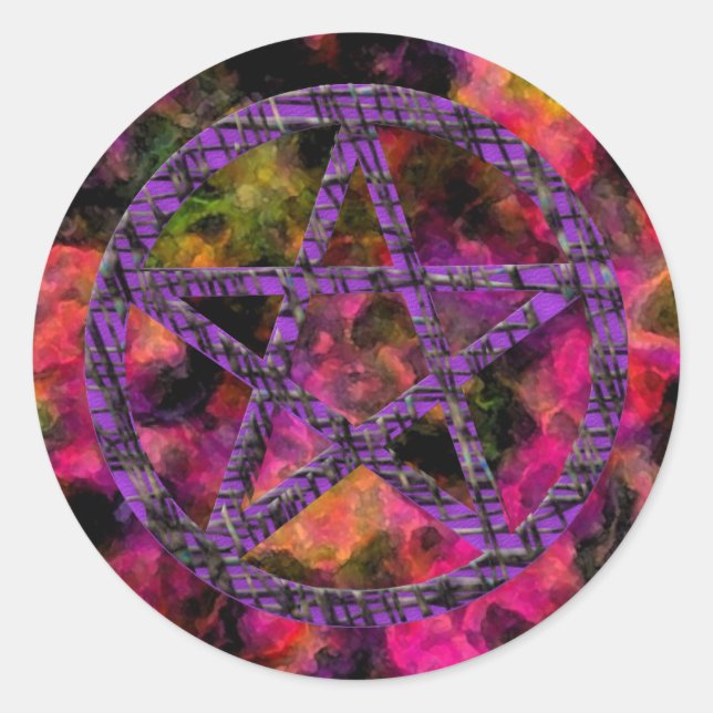 Sticker Rond Pentacles : Violet (Devant)