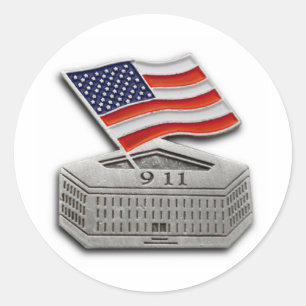 STICKER ROND PENTAGON US DRAPEAU 9-11
