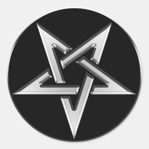 Sticker Rond Pentagone étoilé inversé par argent