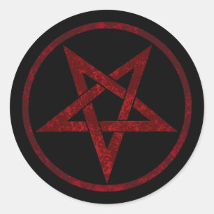 Sticker Rond Pentagram Red Devil
