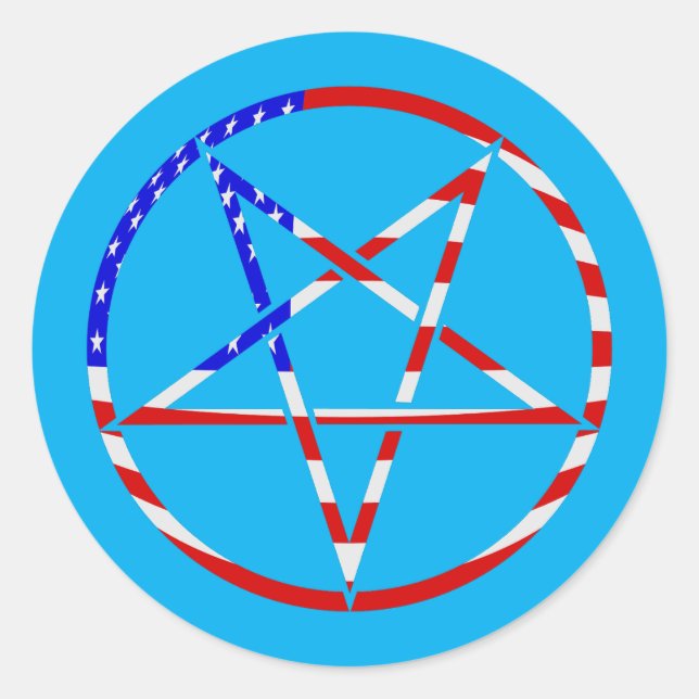 Sticker Rond pentagram star american flag patriotic (Devant)