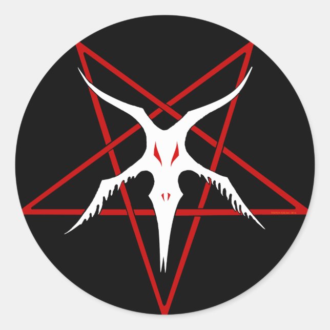 Sticker Rond Pentagramme Baphomet simplifié - Noir (Devant)