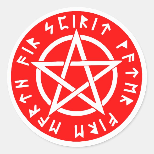 Sticker Rond Pentagramme blanc de Wiccan (Devant)