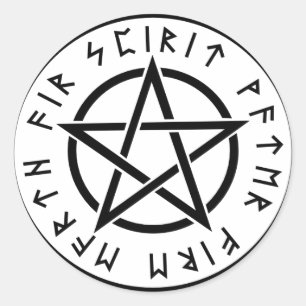 Sticker Rond pentagramme blanc wiccan