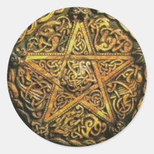 Sticker Rond Pentagramme d'or
