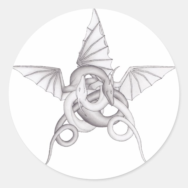Sticker Rond Pentagramme dragon (Devant)
