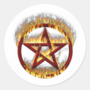 Sticker Rond Pentagramme flamboyant