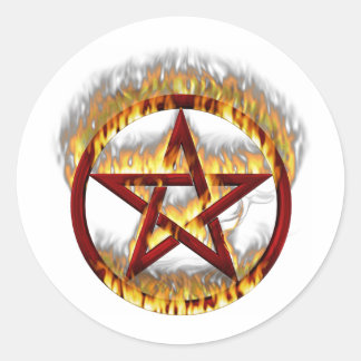 Sticker Rond Pentagramme flamboyant