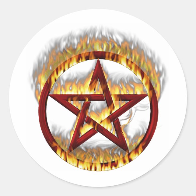 Sticker Rond Pentagramme flamboyant (Devant)