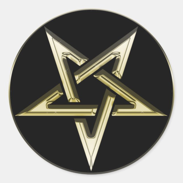 Sticker Rond Pentagramme inversé d'or (Devant)