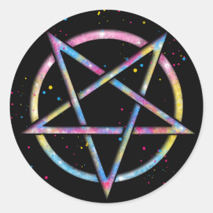 Sticker Rond Pentagramme LGBT Pansexual Bisexual Pride
