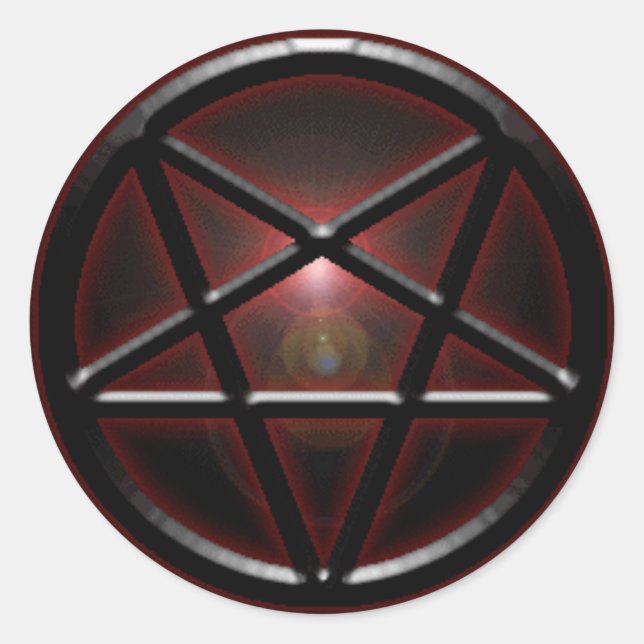 Sticker Rond Pentagramme noir/rouge (Devant)