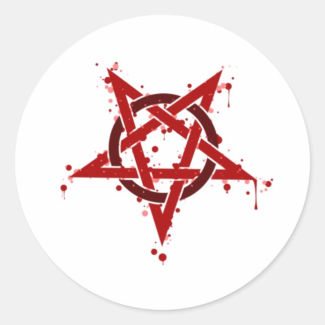 Sticker Rond Pentagramme rouge (Devant)