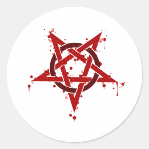 Sticker Rond Pentagramme rouge