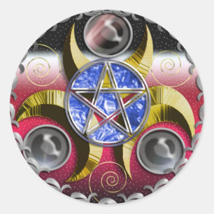 Sticker Rond pentagramme triple de lune