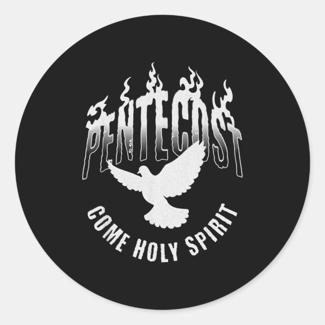 Sticker Rond Pentecost Come Holy Spirit Catholic Dove  (Devant)