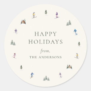Sticker Rond PENTES D'HIVER Vacances