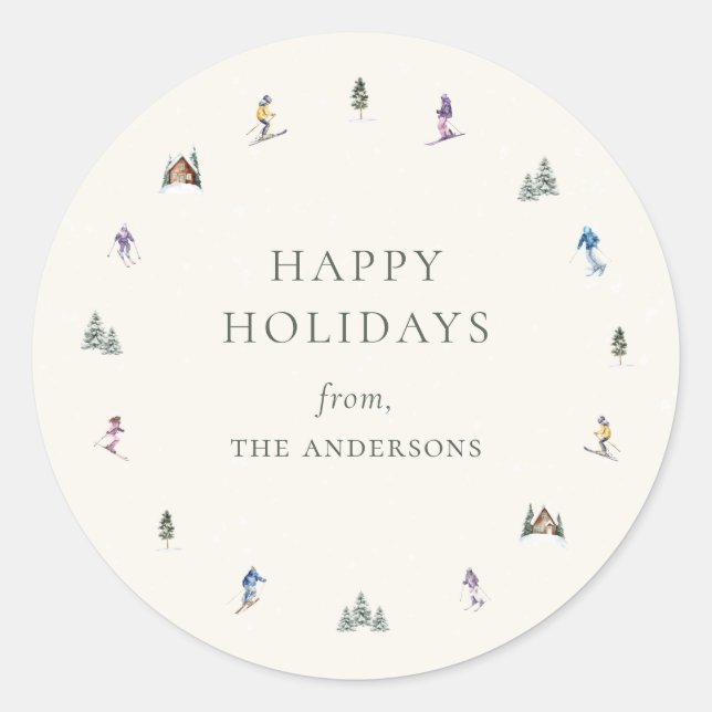 Sticker Rond PENTES D'HIVER Vacances (Devant)