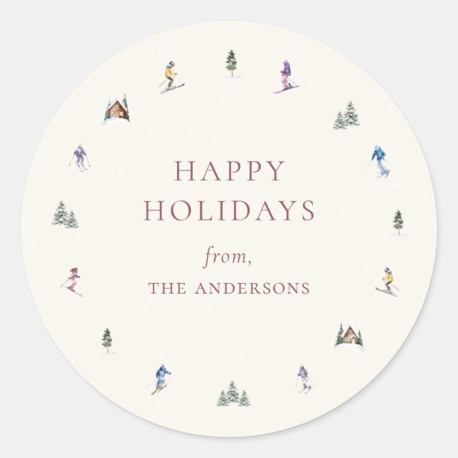 Sticker Rond PENTES D'HIVER Vacances (Devant)