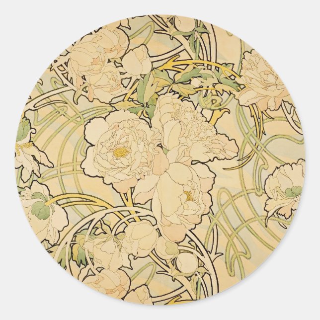 Sticker Rond Peonies 1897 (Devant)