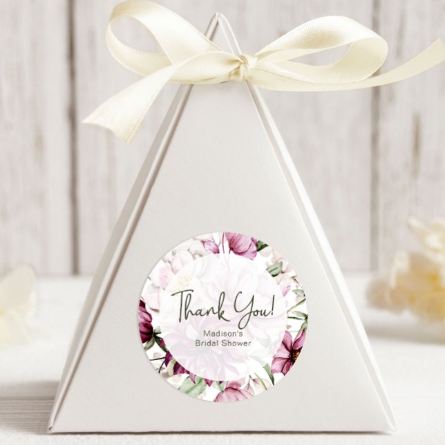 Sticker Rond Peonies Bourgogne rose Fleur Mariage Favoriser (Créateur téléchargé)