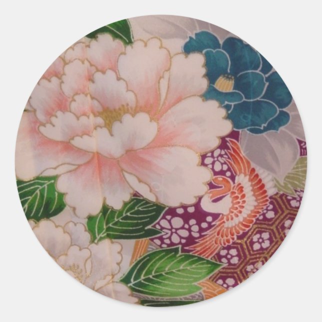 Sticker Rond Peonies en papier du Japon (Devant)