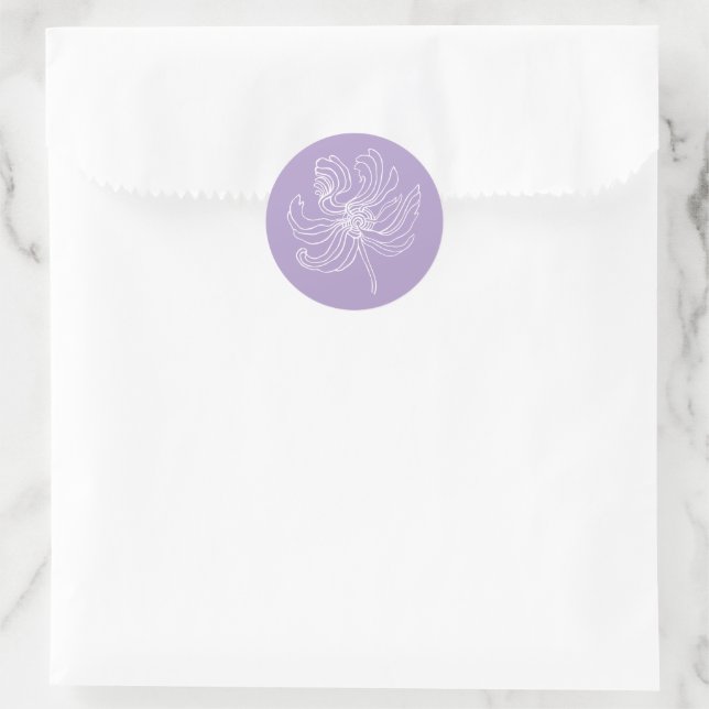 Sticker Rond Peony blanc. (Sac)