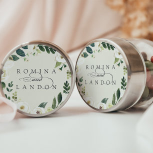 Sticker Rond Peony blanc   Mariage floral personnalisé