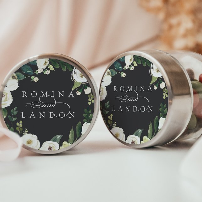 Sticker Rond Peony blanc | Mariage floral personnalisé (Créateur téléchargé)