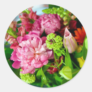 Sticker Rond Peony Bouquet
