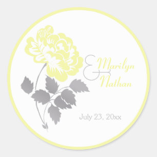 Sticker Rond Peony jaune avec Stick rond gris et blanc de 1,5 p