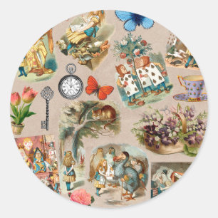 Sticker Rond Pépinière Alice Colorée Classique Wonderland 1800