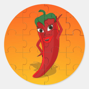 Sticker Rond Pepper Rouge Diva Puzzle