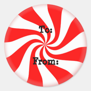 Sticker Rond Pepperment Candy Christmas Cadeau Tags