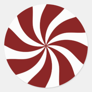 Sticker Rond Peppermenthe Candy Swirl Rouge et blanc