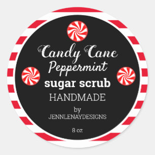 Sticker Rond Peppermenthe sucre Scrub artisanal moderne rayé
