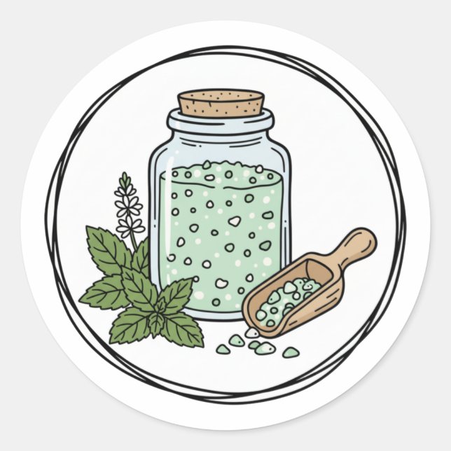 Sticker Rond Peppermint Scrub Label Illustration | Mint Spa  (Devant)