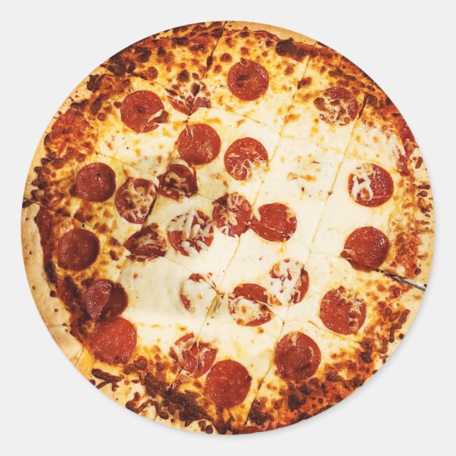 Sticker Rond Pepperoni et pizza au fromage (Devant)