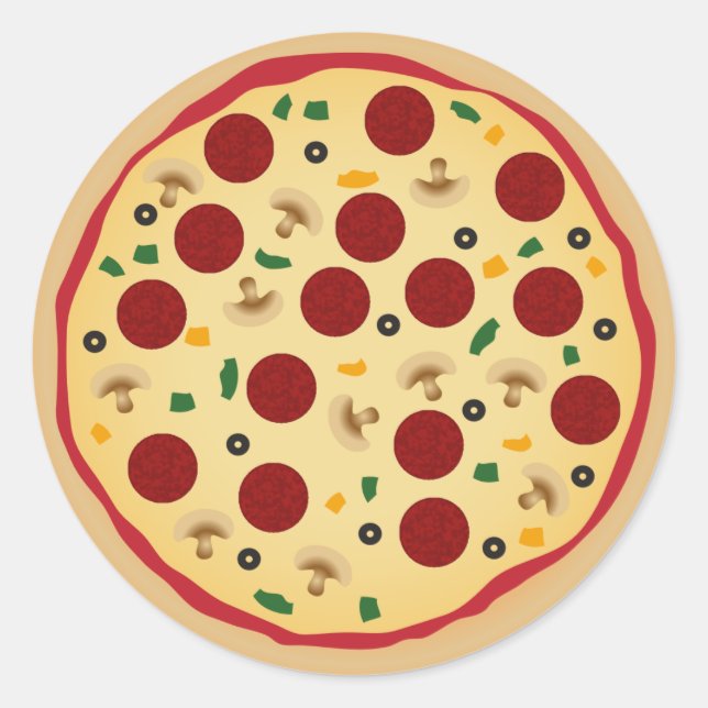 Sticker Rond Pepperoni et Veggie Pizza fête d'anniversaire (Devant)