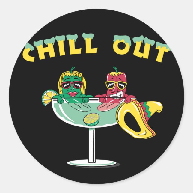 Sticker Rond Peppers chili mignonne en Margarita Chill Out (Devant)